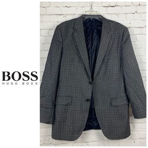 Hugo Boss Vintage Gray Plaid Wool Sport Coat